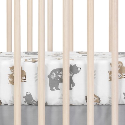 White and Gray Cotton Animal Print Toddler Crib Sheet