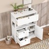 Hyleory Cabinet Wooden Storage Organizer with 1 Door and 3 Drawers, Free-Standing Cupboard for Kitchen/Living Room/Bathroom Use - 3 of 4