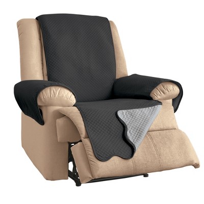 Collections Etc Lacey Scalloped Edge Reversible Quilted Furniture Protector Recliner Dark Grey/Light