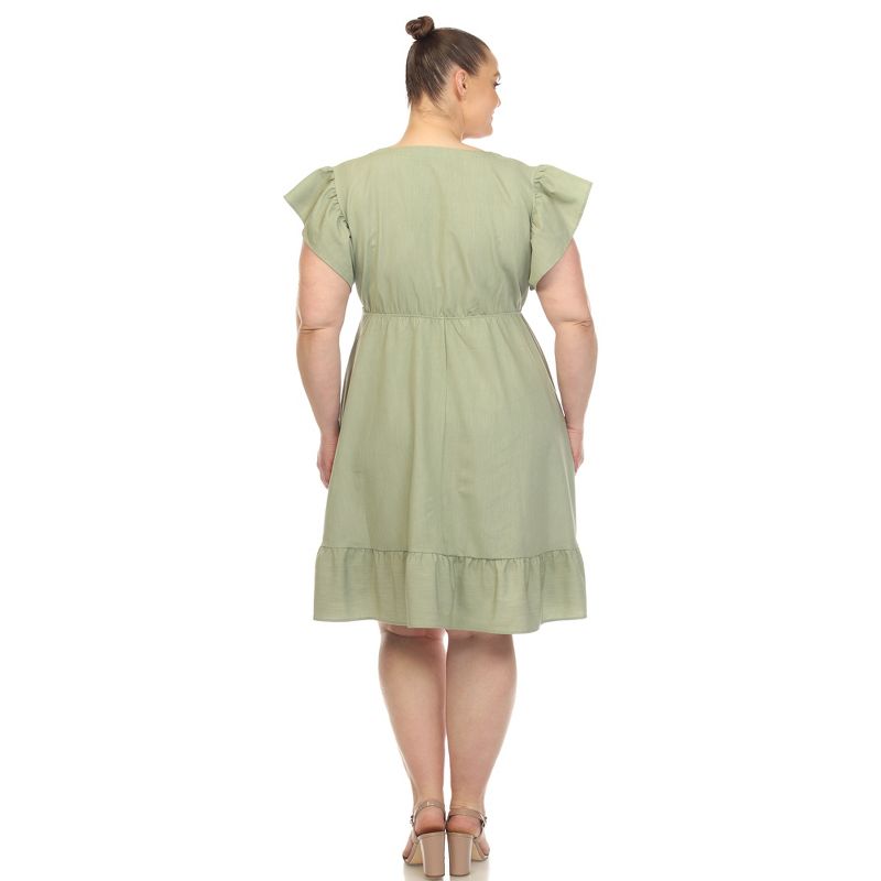 Plus Size Ruffle Sleeve Knee-Length Dress, 4 of 7