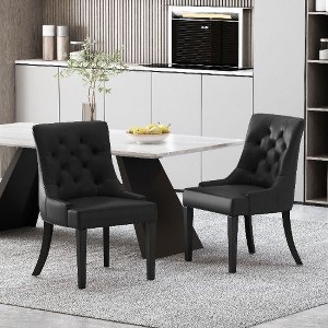 CAVINAS Modern Cheney Dining Chair, Seating for Dining, Accent Chair, Upholstered Armless Chair with Diamond Stitching and Wooden Legs (set of 2) - 1 of 4