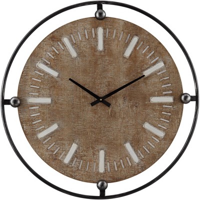 River Parks Studio Delaney Matte Black and Brown 28 1/4" Round Wall Clock