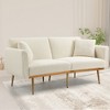VYNXARIA Velvet Sofa ,Accent sofa,loveseat sofa with metal feet,White Teddy - 3 of 4