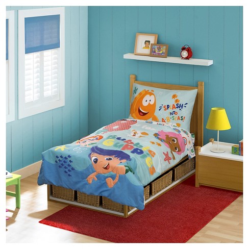 bubble guppies 4 pc toddler bed set - multi-colored : target