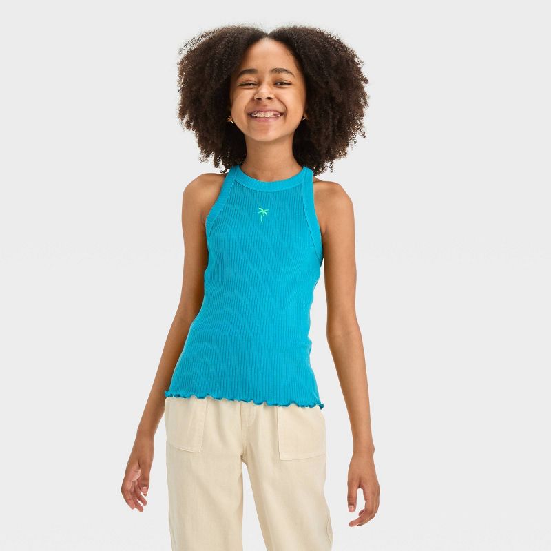 Girls&#39; High Neck Ribbed Tank Top - Cat &#38; Jack&#8482;, 1 of 5
