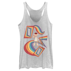Women's Stranger Things Eleven Rainbow Cartoon Dream Racerback Tank Top - 1 of 4