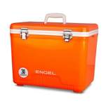 ENGEL 30 Quart 48 Can Leak Proof Odor Resistant Insulated Air Tight Storage Lunch Box Cooler Drybox with Integrated Shoulder Strap, Orange High Viz