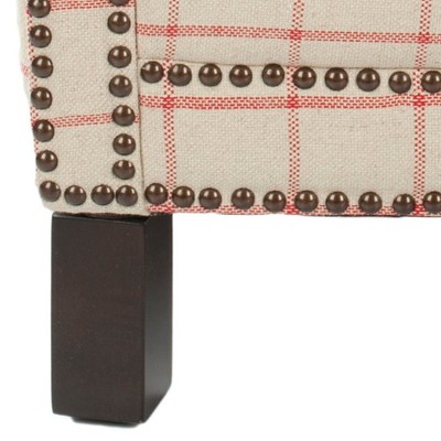 Contemporary Beige Wood Accent Chair with Nailhead Detail