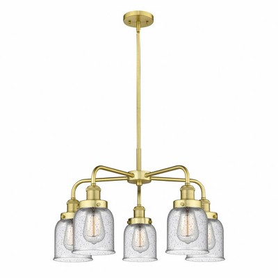 Bell - 5 Light Stem Hung Chandelier In Art Deco Style-14.75 Inches Tall and 23 Inches Wide