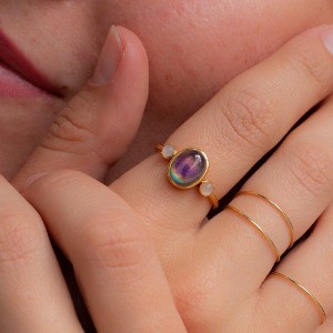 Bejeweled Mood Ring in Gold, Rose Gold, Silver - Honeycat - 1 of 4