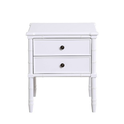 Ellison Traditional White 2-Drawer Nightstand with Bamboo Accents