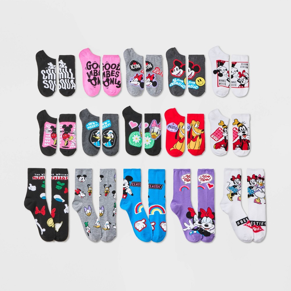 Women's Mickey Mouse & Friends 15 Days of Socks Advent Calendar - Assorted Colors 4-10, One Color