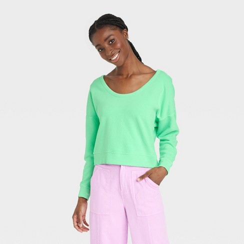 Women's French Terry Scoop Sweatshirt - Universal Thread™ Green Xl : Target