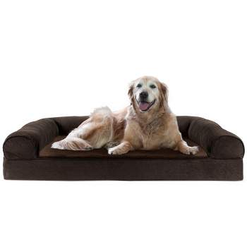 Furhaven Faux Fleece & Chenille Soft Woven Memory Foam Sofa Dog Bed - Jumbo  Plus, Cream : Target