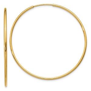 Black Bow Jewelry 14k Yellow Gold Hollow Endless Hoop Earrings, 1.25mm x 40mm (1.5 Inch) - 1 of 4