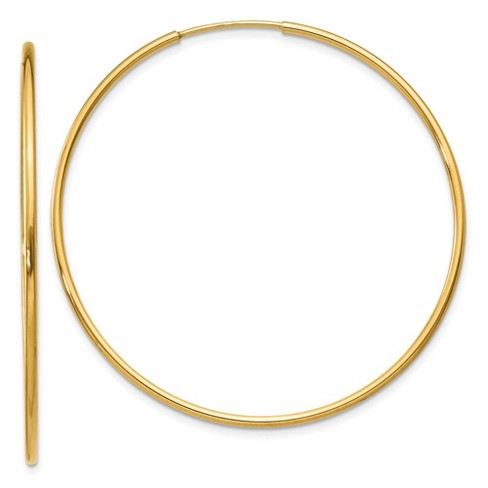 Black Bow Jewelry 1.25mm, 14k Yellow Gold Endless Hoop Earrings, 42mm (1 5/8 Inch) - image 1 of 4