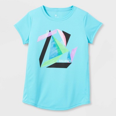 Girls' Short Sleeve 'Balance' Graphic T-Shirt - All in Motion™ Light Blue 
