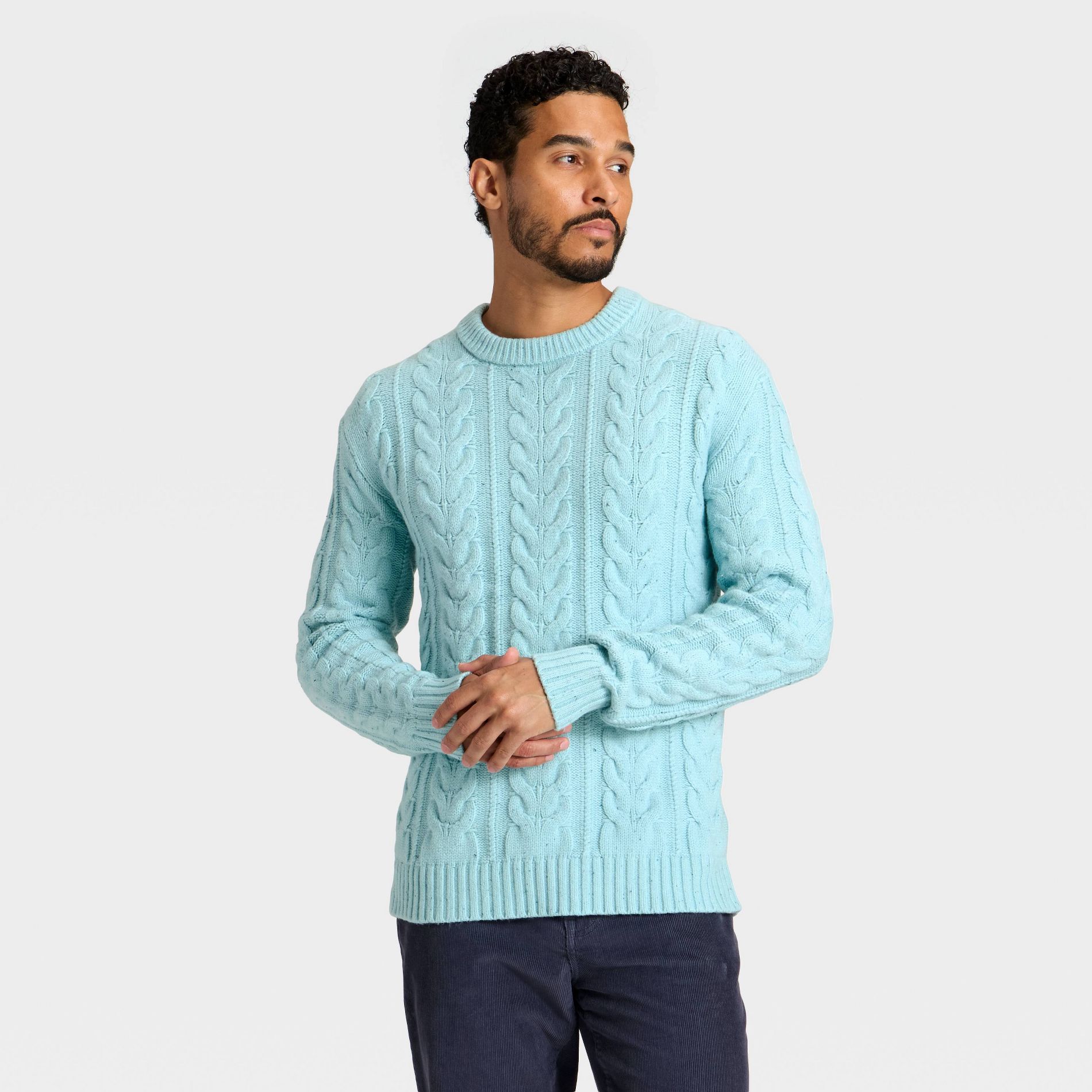 Men's Cable Crewneck Sweater - Goodfellow & Co™