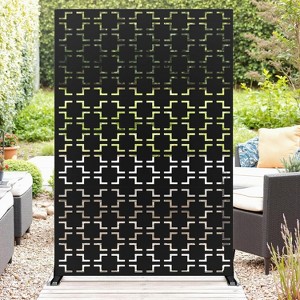 72" H x 47" W Metal Privacy Screen, Freestanding Outdoor Decorative Wall Panel with Stand for Patio, Garden, Balcony & Indoor - 1 of 4