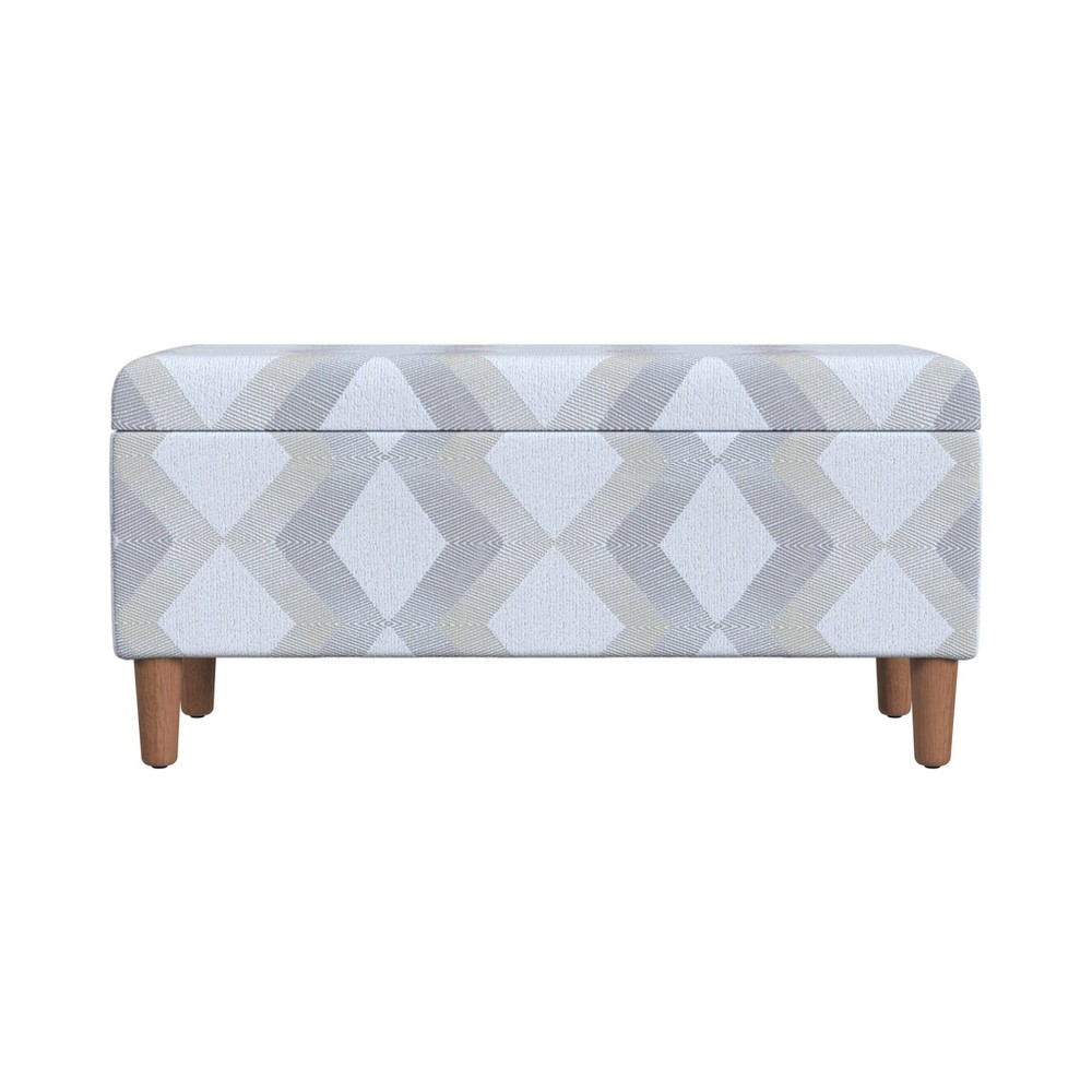 Malmo Storage Bench Light Blue - HomePop: Upholstered Ottoman for Bedroom, Transitional Style
