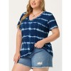 Agnes Orinda Women's Plus Size V Neck Short Sleeve Casual Stripe Tie Dye Basic T-Shirts - 2 of 4