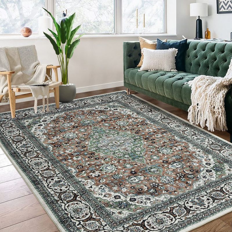WhizMax Area Rug Vintage Medallion Rugs Stain & Water Resistant Washable Throw carpet for Living Room Bedroom, 1 of 6