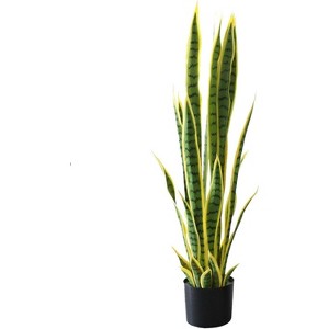 Fake Snake Plant with Pot, Realistic Faux Potted Artificial Snake Plant for Home, Living Room, Office & Outdoor Garden Decoration - 1 of 4