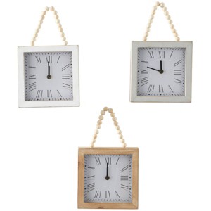 Set of 3 Wood Wall Clocks with Rope Strap White - Olivia & May - 1 of 4