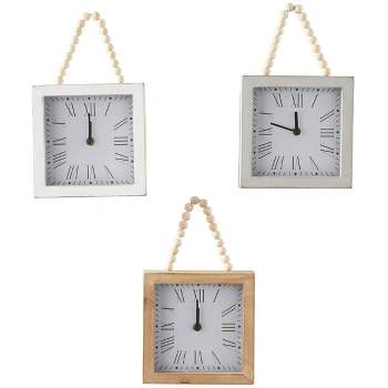 Set of 3 Wood Wall Clocks with Rope Strap White - Olivia & May