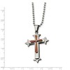 Black Bow Jewelry Stainless Steel, Cognac Accent and Cubic Zirconia Cross Necklace - 2 of 4