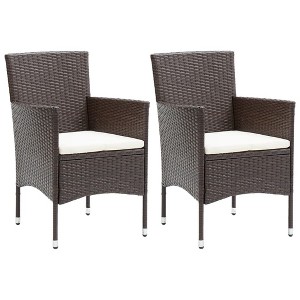 VidaXL Patio Dining Chairs 2 pcs Poly Rattan Brown - 1 of 4