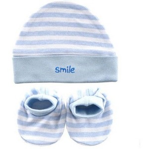 Luvable Friends Baby Boy Cap and Booties Set, Blue, One Size - 1 of 1