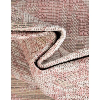 Pink Square Synthetic Outdoor Stain-Resistant Rug