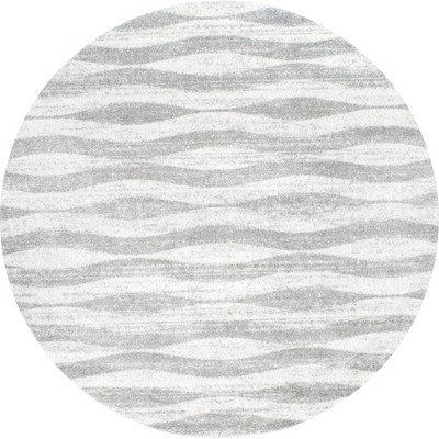Nuloom Tristan Geometric 8 Round Area Rug for Living Room Bedroom Dining Room Kitchen, Grey/Off White