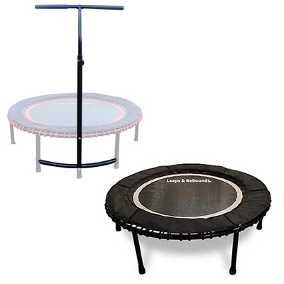 SereneLife SLELT418 40 Inch Adults Indoor Home Gym Outdoor Sports Exercise  Fitness Trampoline with T-bar Handle and Padded Frame Cover, Black