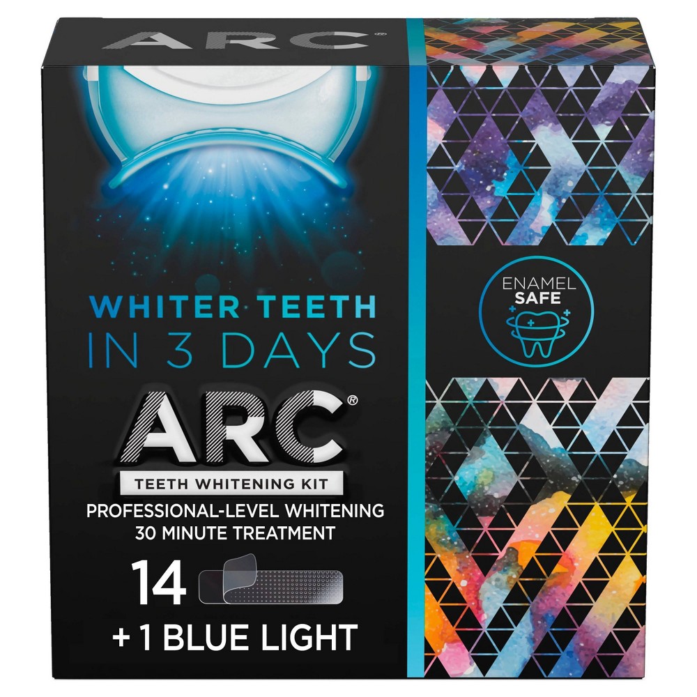 ARC Teeth Whitening Strip Kit with Blue Light  28 Strips (14 Count Pack)