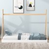 Twin Size Tent Floor Bed With X-shaped Wood Railings, Triangular Structure Twin Size House Bed, No Box Spring Required - 2 of 4