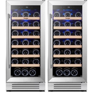 Yeego Dual Zone 15-Inch Two 56-Bottle Built-In Wine Cooler Refrigerator - 1 of 4