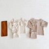 MyKids-USA Baby Cartoon Bear Embroidered Graphic Button Front Waffle Knitted Cardigan Combo Pants Sets - 2 of 4