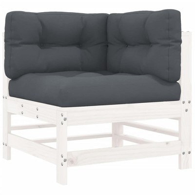vidaXL Corner Sofa - Modular Outdoor Lounge Set with Comfortable Cushions, Solid Pine Wood Construction, Ideal for Patio & Garden, White Finish