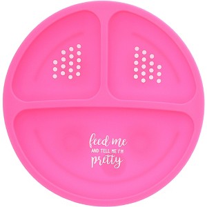 Pavilion Gift Company - I'm Pretty - 7.75" Divided Silicone Suction Plate - Dining Plates - 1 of 4