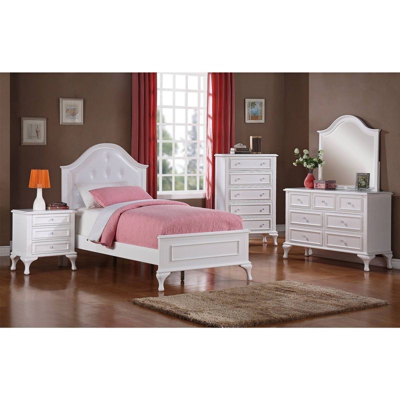 Isabella Youth Bed with Faux Leather Headboard Twin White - Picket House Furnishings, 5 of 6