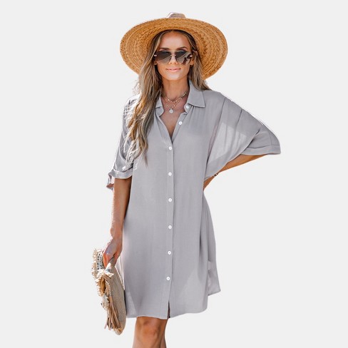 Women's Button Front Mini Shirt Dress - Cupshe : Target