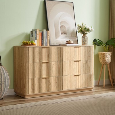 NicBex Modern Wooden 6-Drawer Dresser Cabinet with Curved Wave Design,Chest of Drawers for Bedroom,Living Room,Hallway