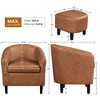 Yaheetech Set of 2 Faux Leather Barrel Chair and Ottoman Set for Bedroom Living Room - 3 of 4