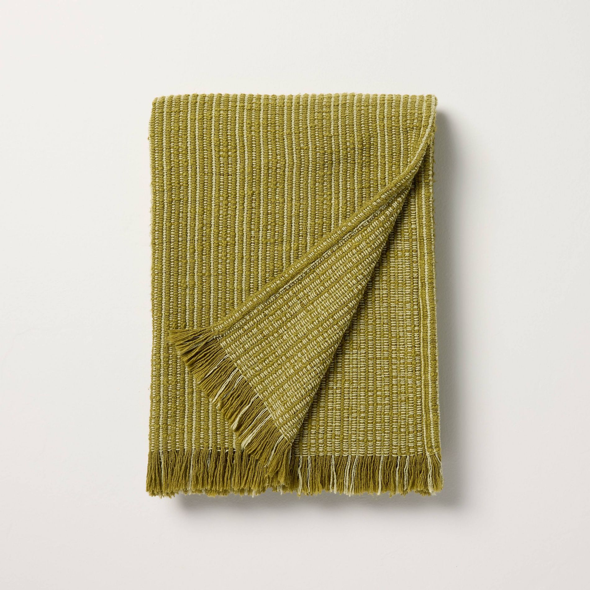 Textured Stripe Chunky Throw Blanket Green - Hearth & Hand™ with Magnolia