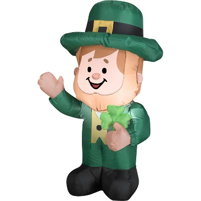 Gemmy Airblown Inflatable Leprechaun, 3.5 ft Tall, Green