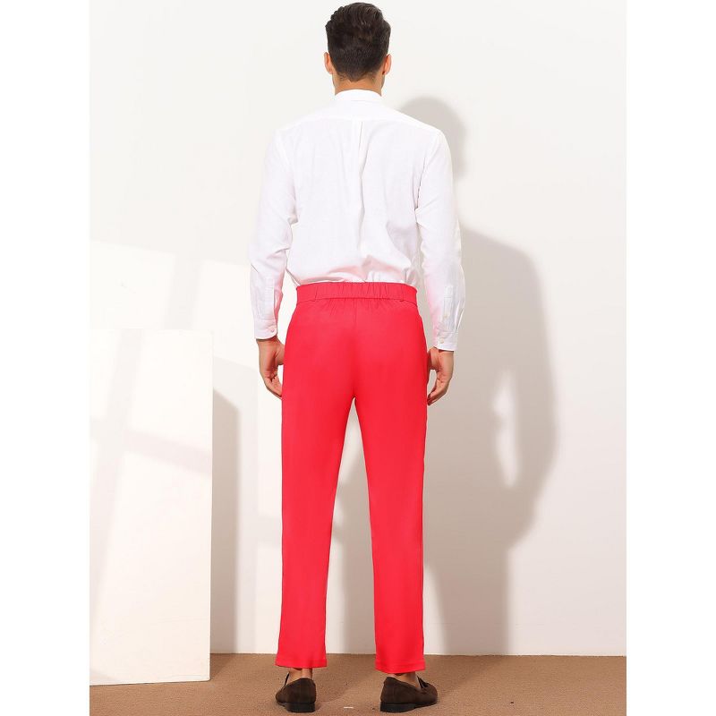 Lars Amadeus Men's Slim Fit Flat Front Solid Color Skinny Business Dress Pants, 5 of 7