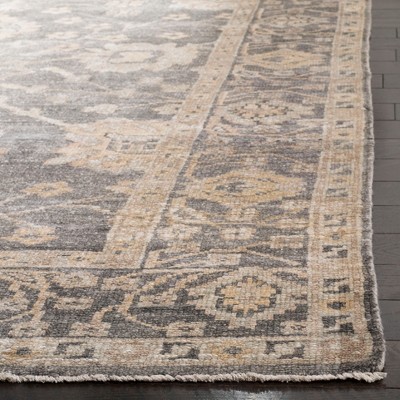 Oushak Dark Grey and Beige Hand-Knotted Wool Area Rug 8' x 10'