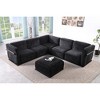 Standard Velvet Fabric Modular L-Shaped Sectional Sofas Set with Multiple Independent Seats, Includes Ottoman, and Wooden Metal Armrests - 2 of 4